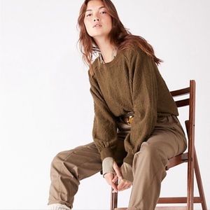 Free People Found My Friend Pullover Sweater, Olive Green, size Large